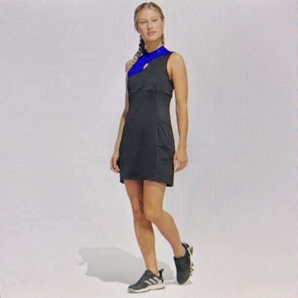 Adidas HS8958 Women’s Golf Dress | Black & Electric Blue | Size Medium | NEW NWT - Picture 1 of 15